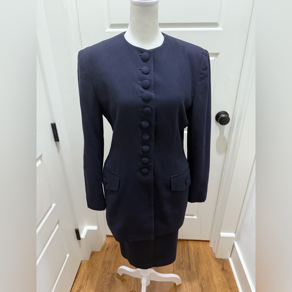 Vintage Jones New York. Wool Skirt Suit. Twilight Blue. Size 6.